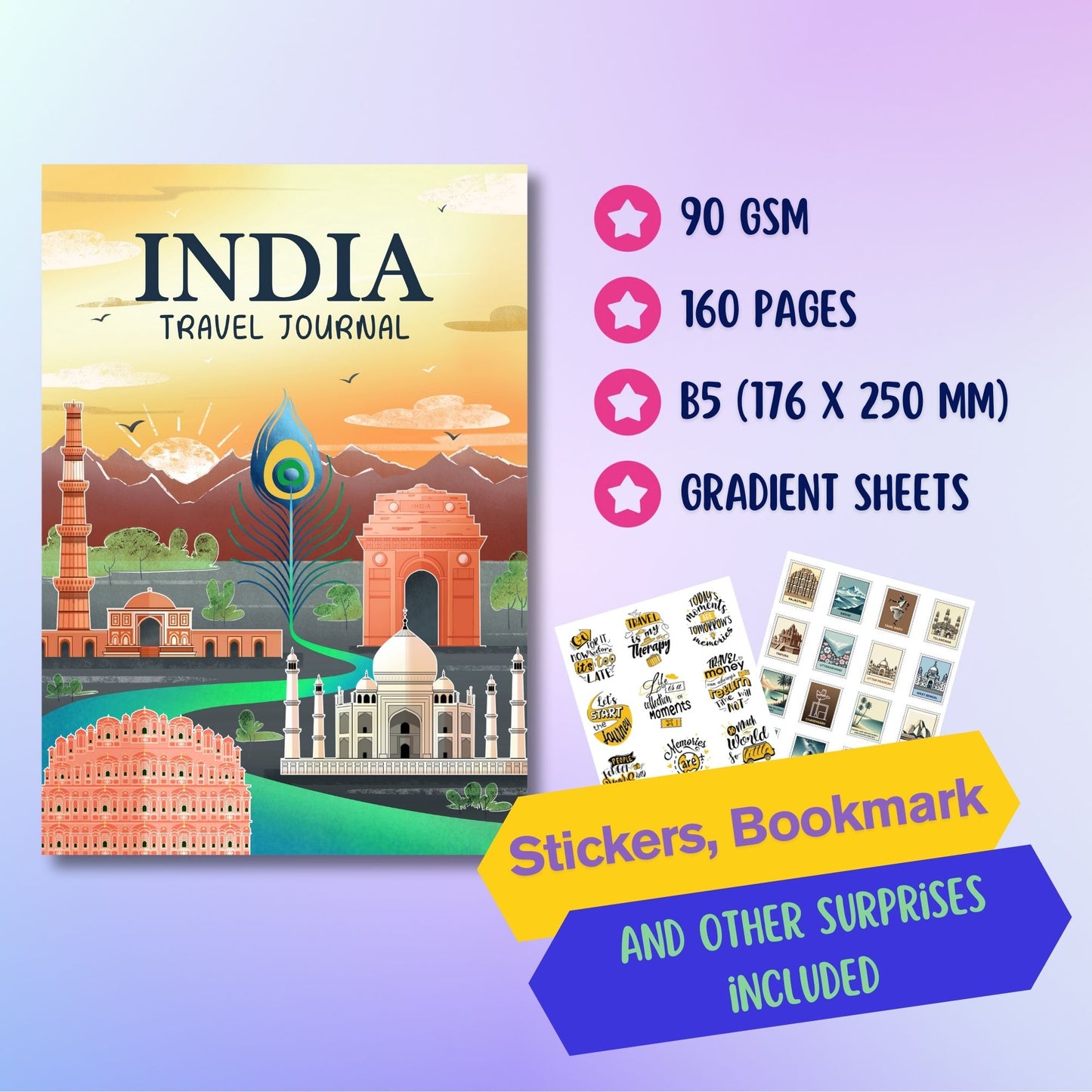 The Write Way India Travel Journal | Travel Scrapbook & Memory Album | 150+ Pages for Notes, Photos & Stickers | Perfect Gift for Travelers, Backpackers & Explorers | Travel Keepsake Book Made in India