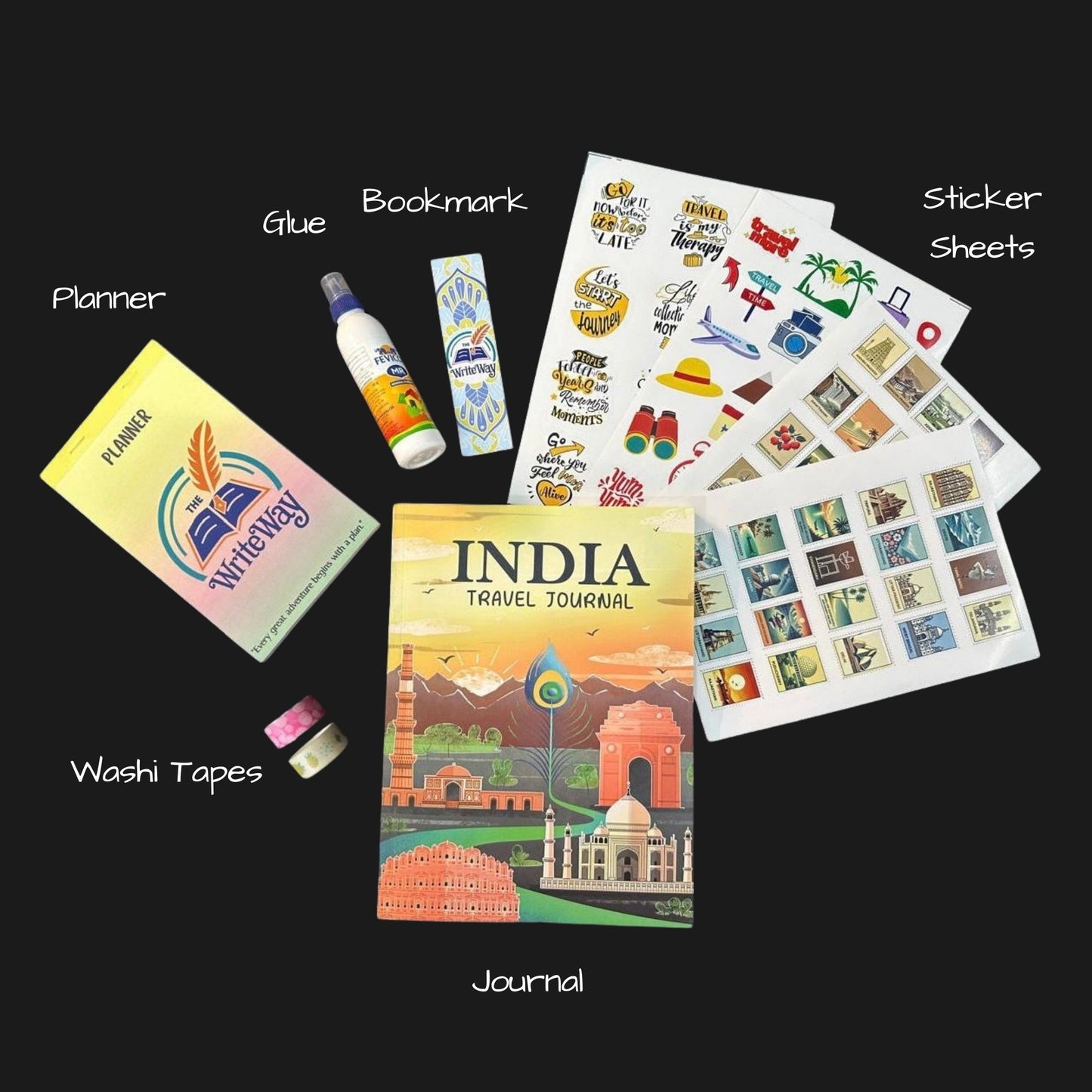 The Write Way India Travel Journal | Travel Scrapbook & Memory Album | 150+ Pages for Notes, Photos & Stickers | Perfect Gift for Travelers, Backpackers & Explorers | Travel Keepsake Book Made in India