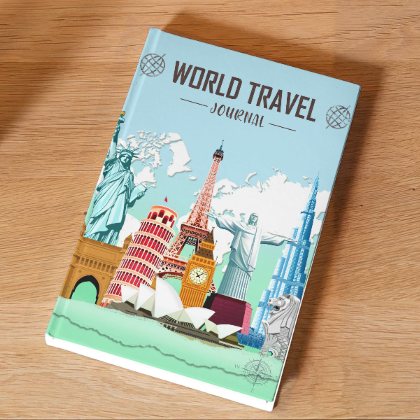 The Write Way World Travel Journal – 250+ Page Scrapbook with World Map, Stickers & Bookmark | Travel Diary & Memory Album | Gift for Explorers & Globetrotters