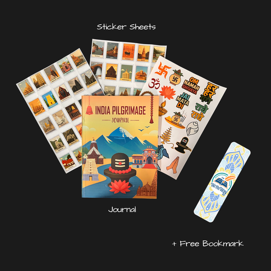 TheWriteWay Pilgrimage Journal  | 60 Page Devotional Travel Journal with Stickers| Ideal for Pilgrims, Devotees & Spiritual Seekers